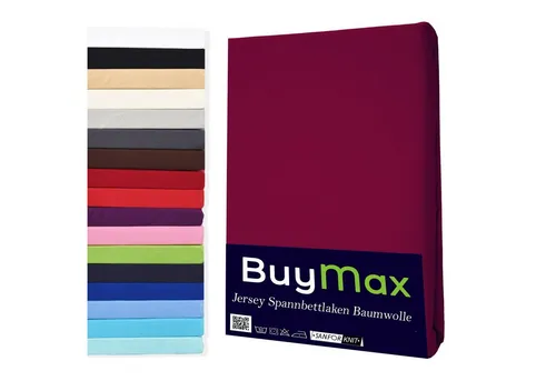 Buymax Spannbettlaken StyleHeim Jersey aus 100% Baumwolle, Jersey, Gummizug: Rundumgummi, Pflegeleicht und Atmungsaktiv in Verschiedenen Farben und Größen