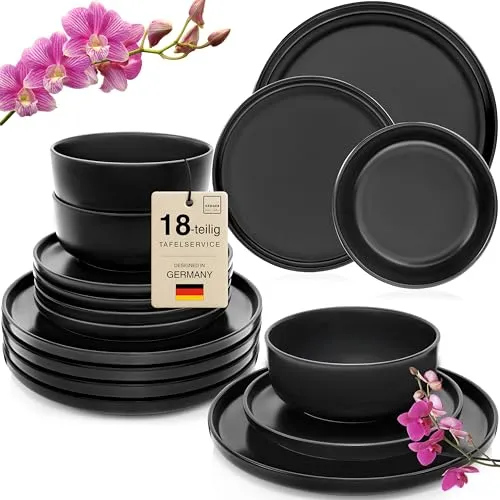 SÄNGER Madeira Steingut Geschirr Set 18 tlg in schwarz von Sänger