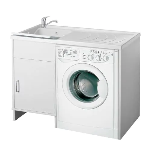 Waschmaschinenabdeckschrank mit umkehrbarem Waschbecken Irene, 109x60 cm