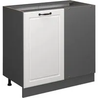 Vicco Eckunterschrank R-Line Weiß Landhaus/Anthrazit 86 cm ohne Arbeitsplatte