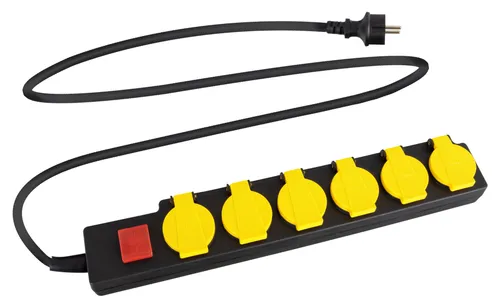 Stagecaptain OPSS-6 YE 6-fach Outdoor-Steckdosenleiste mit Schalter IP44