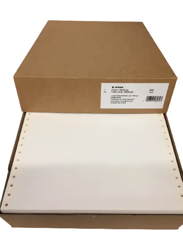 Herma 8226 Computeretiketten endlos, 6000 Stück - Endlos-Etiketten mit permanent klebender Rückseite, ideal für Nadeldrucker und Matrixdrucker. Maße: 88,90 mm x 48,40 mm, 6000 Stück für vielseitige Anwendungen.