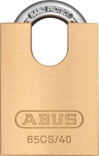 ABUS Vorhängeschloss Messing 65CS/40 - Schlosskörper aus Messing - gehärteter Stahlbügel und Bügelschutz - ABUS-Sicherheitslevel 5