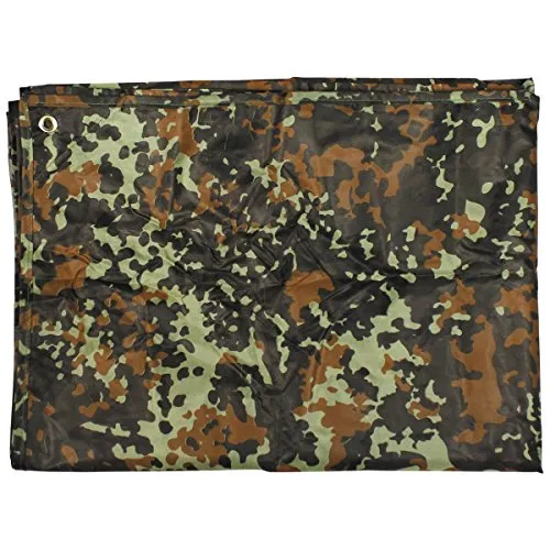 MFH Mehrzweckplane Tarp 200 x 300 cm (Flecktarn) - Zeltplane für vielseitige Anwendungen: Wasserdicht, leicht und ideal für Outdoor-Aktivitäten. Perfekt als Regenschutz, Sonnensegel oder Abdeckplane.