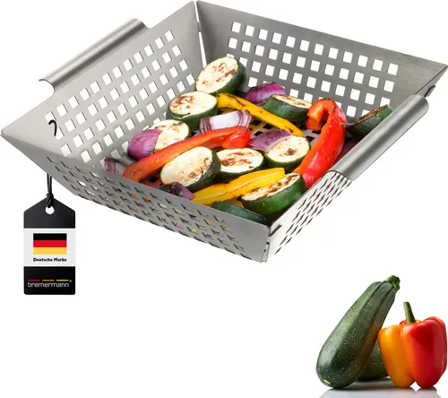 bremermann Grillkorb 25 x 21 x 6,5 cm Edelstahl Grillpfanne Grillplatte