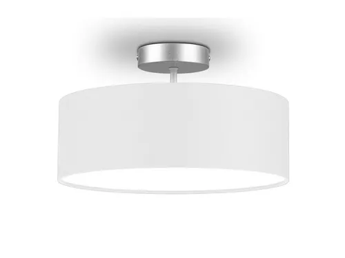 Runde Deckenleuchte mit Stoffschirm Ø 30cm - Lampen - Zeitlose Deckenleuchte mit satinierter Abdeckung für blendfreies Licht und elegante Gestaltung in jedem Raum.