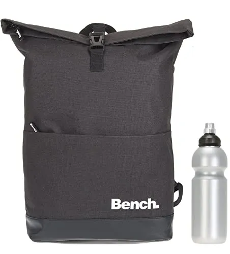 Sieber Kurierrucksack Rucksack Bench Classic mit Laptopfach 19 Liter Large A4 Geheimfach 64180 + Trinkflasche (Anthrazit Schwarz 0100)