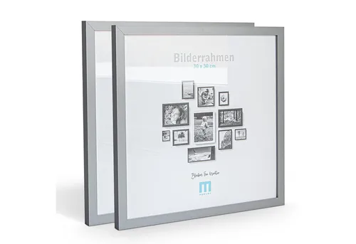 M MERCEO Bilderrahmen, 2er Set 30x30cm Bilderrahmen in grau (MDF, Acrylglas, Wandhalterung)