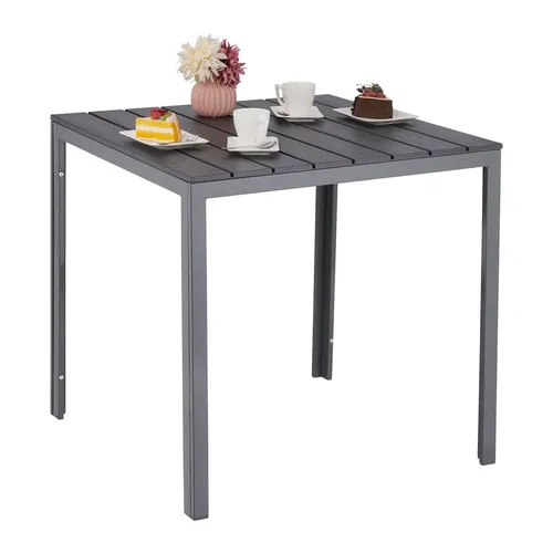 Wetterfester Gartentisch - Quadratischer Balkontisch in Grau - Robuster Outdoor-Tisch für Innen- & Außenbereich, ideal für Balkon und Terrasse. Pflegeleicht, einfach mit feuchtem Tuch zu reinigen.