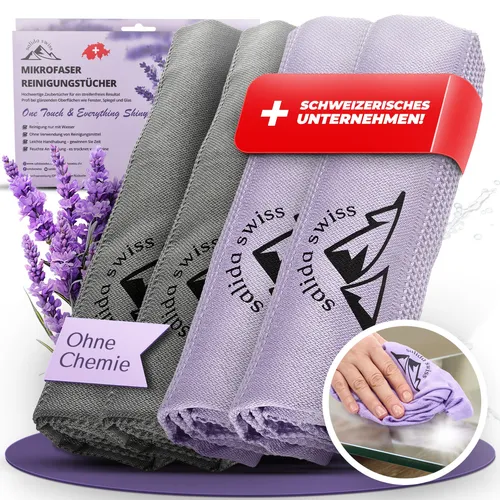 Salida Swiss Mikrofasertücher 4er-Set – Streifenfreie Reinigung für Fenster & Spiegel