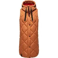Navahoo Damen Winter Steppweste lang mit Kapuze