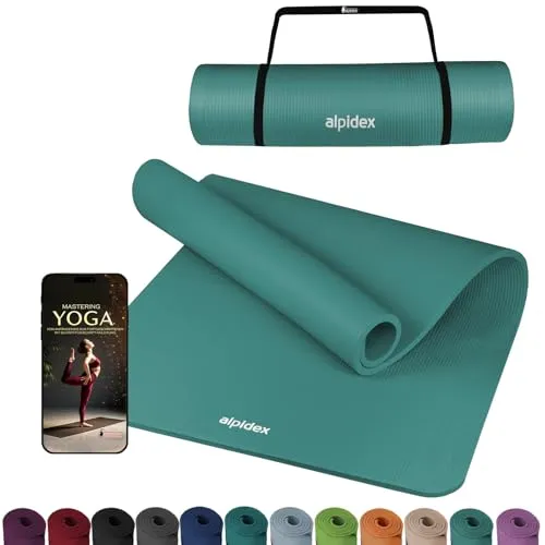ALPIDEX Yogamatte Extra Dick 1,5 cm Gymnastikmatte 3 Größen E-Book rutschfest Phthalatfrei Fitness Matte Turnen Pilates Sport Physio HIIT Yoga Trainingsmatte Isomatte, Turquoise, 190 x 60 x 1.5 cm