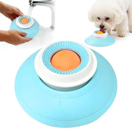 VLEDARLING Hundelickspielzeug, Lick Bowl Für Hunde, Leckspielzeug für Hunde Katzen Welpen, Dog Schleckball Hund Leckt Futternapf mit Saugnapf, Hundespielzeug Intelligenz, mit Integrierter Drehkugel