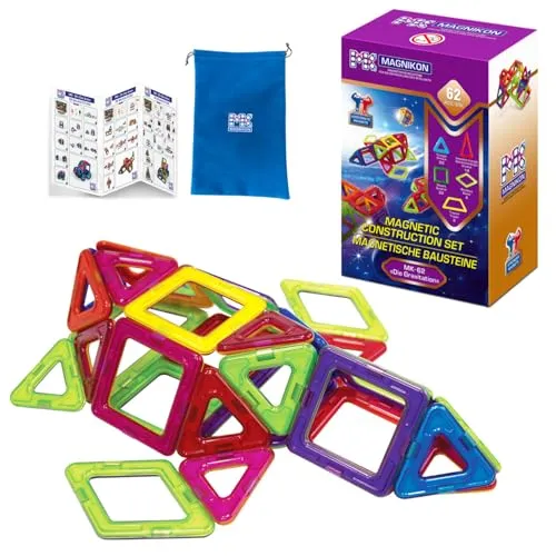 MAGNIKON Magnetische Bausteine Die Gravitation - 62 Teile für kreatives Spielen - Magnetische Bausteine für Kinder ab 3 Jahren, fördern Kreativität und Motorik mit langlebigen Magneten. Ideal als Geschenk für Mädchen und Jungen!