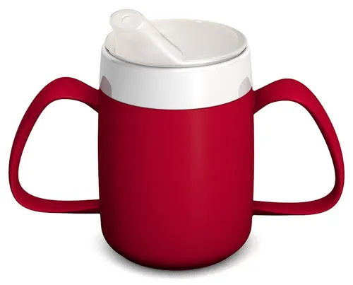 Ornamin Schnabelbecher ORNAMIN 2-Henkel-Becher mit Trink-Trick mit Schnabelaufsatz, Qualitätskunststoff, Trinkhilfe I Spezial-Becher I bruchstabil I BPA-frei I Made in Germany