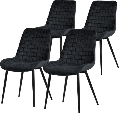 Ml-Design Esszimmerstühle 4er Set, moderne Lounge Küchenstühle - Stühle, modernes Design und pflegeleichter Samt in elegantem Schwarz, ideal für Esszimmer und Küchen.