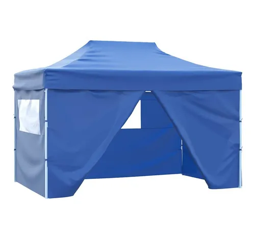 Furnicato Faltbares Partyzelt Blau 280x410 cm mit UV- und Wasserbeständigem Schutz - Ideal für Outdoor-Events: Das faltbare Partyzelt aus robustem Oxford-Gewebe bietet UV- und wasserbeständigen Schutz. Einfach aufzubauen und zu transportieren, perfekt für Partys, Hochzeiten und Festivals.
