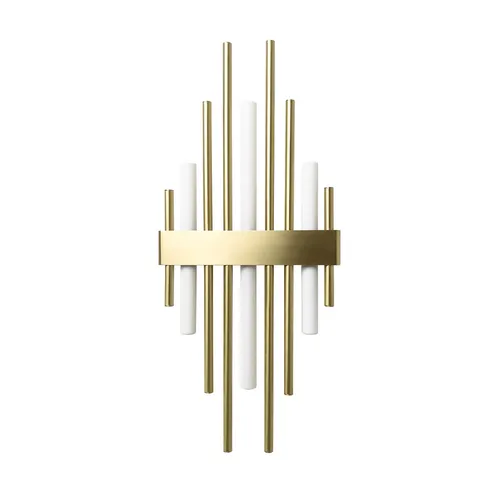 Wandleuchte Art Déco 70,5cm hoch aus massivem Messing - Elegante Wandleuchte im Art Déco Stil, 3 Lichter für optimale Beleuchtung, ideal für Wohnzimmer und Flur, sorgt für ein stilvolles Ambiente.