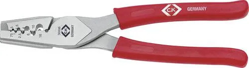 C.K 430006 Crimpzange Aderendhülsen 0.5 bis 16mm² - Zangen für sicheres Crimpen von Aderendhülsen. Gehärteter Stahl sorgt für Langlebigkeit, während die Konturengriffe mit Abgleitschutz Komfort und Sicherheit bieten.