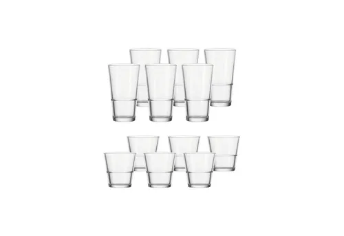 Leonardo EVENT Trinkglas Set 12er Set - Gläser Set mit 12 stilvollen, stapelbaren Trinkgläsern, spülmaschinengeeignet und ideal für den Alltag. Genießen Sie Ihre Getränke in elegantem Design!