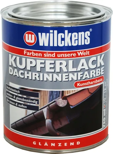 Wilckens KUPFERLACK 750 ml - Hochwertige Dachrinnenfarbe für Eisen, Holz, Beton und Stahl. Ideal für Außenanwendungen mit glänzendem Finish und hervorragendem Wetterschutz.