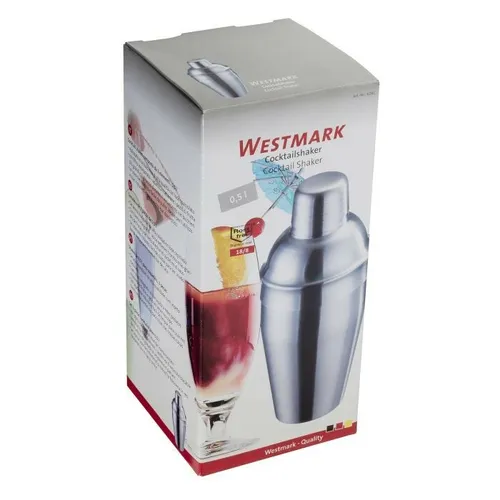 WESTMARK Cocktailshaker 3tlg. - Eleganz in gebürstetem Look - Cocktail-Zubehör, hochwertiger Edelstahl-Shaker mit integriertem Sieb für perfekte Drinks und stilvolles Mixen.