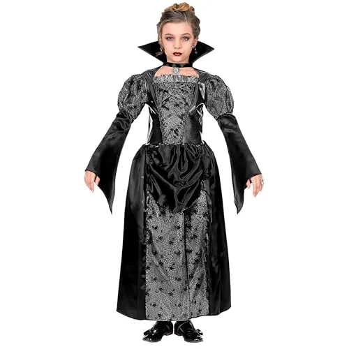W WIDMANN MILANO Kinderkostüm Vampir - Kostüm für Kinder (Größe 140 cm) mit liebevollen Details, ideal für Halloween oder Kostümpartys. Das aufwendig gestaltete Kleid mit Fledermausärmeln sorgt für einen unheimlichen Grusel-Look!