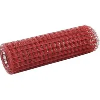 vidaXL Drahtzaun Stahl mit PVC-Beschichtung 25x0,5 m Rot - Zubehör für Landwirtschaft: Robuster, witterungsbeständiger Maschendraht ideal für die Einzäunung von Geflügel und kleinen Nutztieren, einfach zu montieren und flexibel formbar.