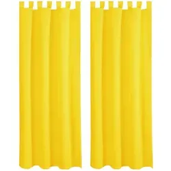 Bestlivings 2er Set Dekoschal Ellen mit Raffhalter & Haken, Gelb - Fenstervorhänge in eleganter Satinoptik, inklusive Raffhalter und Haken für einfachen Einbau. Lichtdurchlässig, bietet tagsüber Blendschutz und abends Sichtschutz.