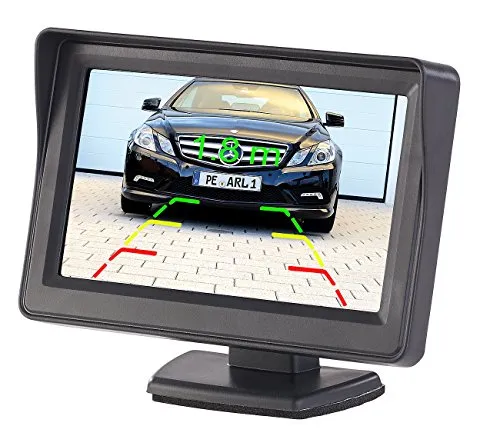 Lescars Kfz-Monitor für Rückfahr- & Front-Kamera, 10,9 cm/4,3