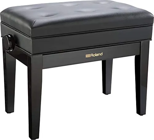 Roland Klavierbank RPB-400PE - Klavier-Sitzbank in Hochglanz-Ebenholz mit gepolstertem Vinyl-Sitz, höhenverstellbar und mit praktischem Aufbewahrungsfach – ideal für Musiker.