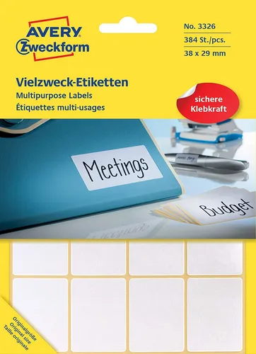 AVERY Zweckform Vielzweck Etiketten 38 x 29 mm weiß 384 Etiketten