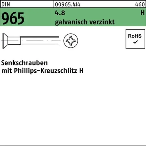 200er PACK(Stk)  000965041079025006 Senkschraube DIN 965 Kreuzschlitz-PH M 2,5 x
