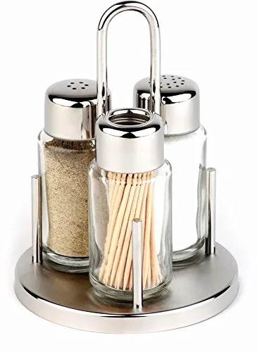 APS Menage -CLASSIC-Ø 10,5 cm, H: 16 cm - Küchenhelfer: Stilvolle Salz- und Pfeffer-Menage aus Edelstahl und Glas, spülmaschinenfest und ideal für die ansprechende Tischpräsentation.