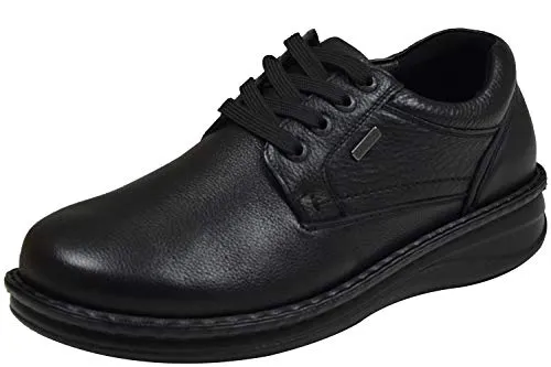 Grünwald Herren Komfort Schnürschuhe Hirschleder (Schwarz) (44 EU)