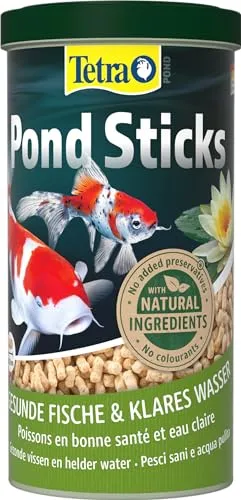 Tetra Pond Sticks - Fischfutter für alle Teichfische, unterstützt gesunde Fische und klares Wasser im Teich, 1 L Dose