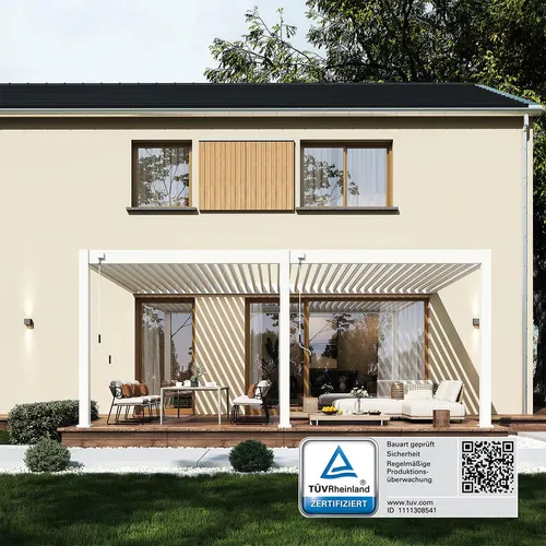 Weide Wand-Pergola Deluxe Plus 4x6 – Stilvoller Schatten für Ihre Terrasse - Pavillons – Hochwertige Wand-Pergola mit verstellbaren Aluminiumlamellen für flexiblen Licht- und Schattenregler, wetterbeständig und einfach zu montieren.