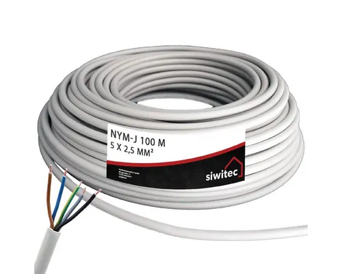 siwitec NYM-Kabel 5x2,5 mm², 100 m - Hochwertige Mantelleitung - siwitec NYM-Kabel 5x2,5 mm², ideal für feste Verlegung in verschiedenen Installationen. Robuste Qualität für sichere Stromversorgung in Trocken-, Feucht- und Nassräumen.