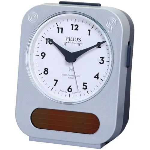 FILIUS Solar-Funk Wecker 0543-19, silberfarbend in blau von FILIUS zeitdesign