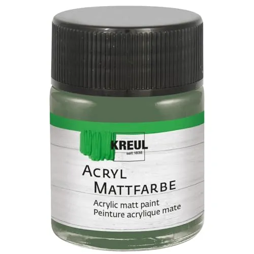 KREUL 75531 - Acryl Mattfarbe, russischgrün im 50 ml Glas, cremig deckende, schnelltrocknende Farbe auf Wasserbasis, für viele verschiedene Untergründe geeignet