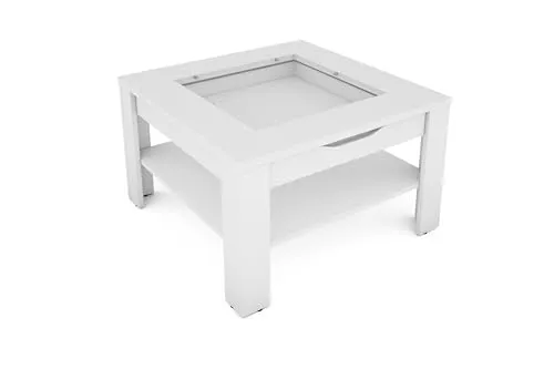 byLIVING Couchtisch Ralph - Moderner Sofatisch mit Glaseinlage - Beistelltisch mit viel Stauraum, FSC-zertifiziertem Holz und pflegeleichter Tischplatte, ideal für jeden Wohnstil.