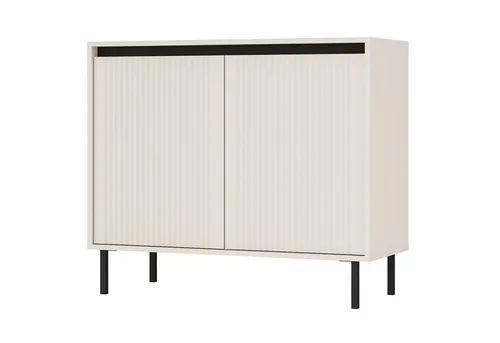 Selsey Sideboard OSAKA – Beige Anrichte mit Riffelfronten und Metallbeinen - Modernes Sideboard mit 4 geschlossenen Fächern und 2 stabilen Einlegeböden. Ideal für stilvolle Aufbewahrung und individuelle Gestaltung Ihres Wohnraums.
