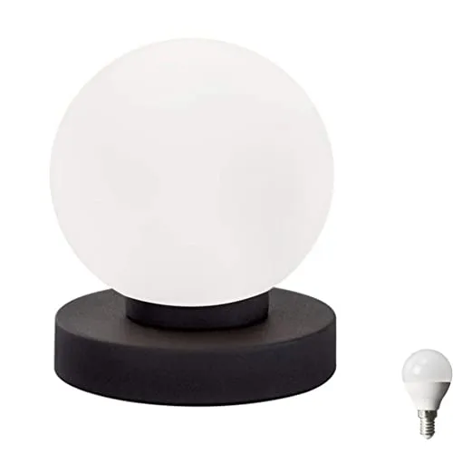 Lichthandel Hoch Kugel Touch Tischleuchte LED Nickel Büro Sideboard Wohnzimmer Schlafzimmer Beistelltisch Fensterbank Beistelltischlampe Nachttischlampe Tischlampe (Tischleuchte incl. LED schwarz)