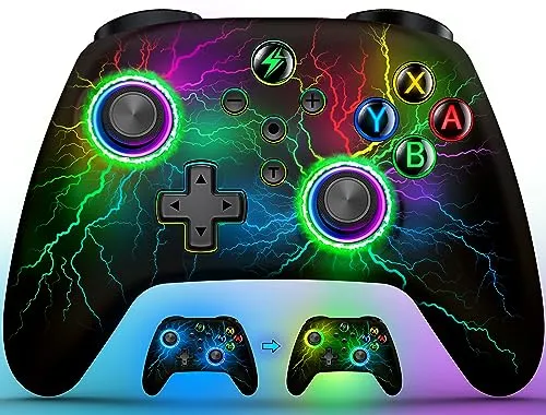 HELLCOOL Switch Controller - Kabellos mit RGB Licht - Ergonomischer kabelloser Controller für Nintendo Switch, Lite und OLED mit präzisen Joysticks, Dual Motors Vibration und programmierbaren Tasten für ultimative Gaming-Erlebnisse.