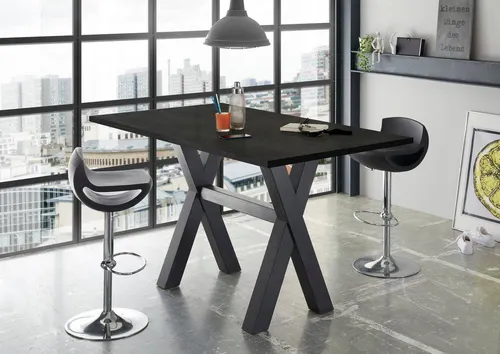 Mäusbacher Bartisch in X-Form, 120 cm schwarz - Barmöbel mit fest montierter Tischplatte, ideal für moderne Küchen und Essbereiche. Hergestellt in Deutschland, bietet er eine langlebige Qualität und eine elegante Optik.