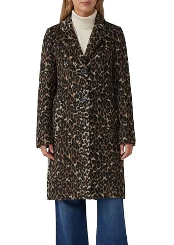 s.Oliver Wollmantel mit Leo-Muster - Eleganter s.Oliver Damen Wollmixmantel, 2171241, mit stylischem Leo-Muster und praktischen Eingrifftaschen für einen modischen Look.