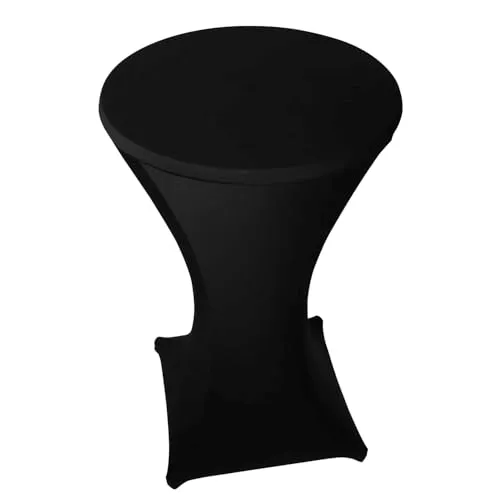 Stoff-Kollektion Stretch Stehtischhusse Überwurf Tischdecke dehnbar bügelfrei Decke 70 cm ø (Schwarz)