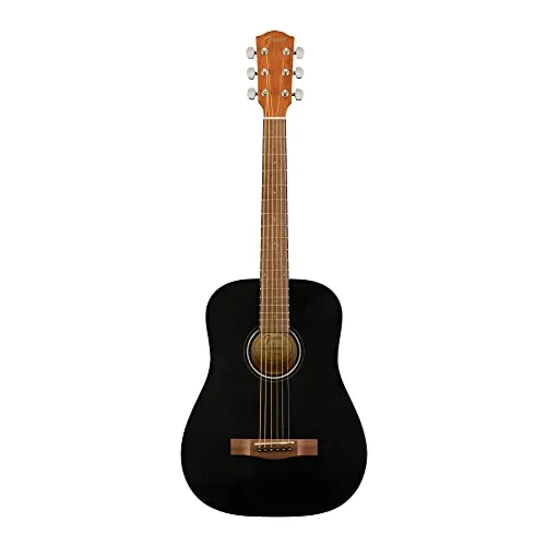 Fender FA-15 3/4 WN Black - Limited Edition - Dreadnought Mini Western Gitarre mit X-Bracing, Sapele-Korpus und Agathis-Decke, ideal für Anfänger und unterwegs, inkl. Gigbag.