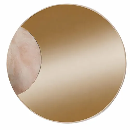 Runder Wandspiegel mit goldenen Akzenten – Minimalistisches Design - Eleganter Wandspiegel mit goldenen Akzenten, ideal für moderne Räume. Perfekt für das Badezimmer, Esszimmer oder Schlafzimmer. Mit einem Durchmesser von 105 cm und einem schlanken Rahmen für stilvolle Akzente.