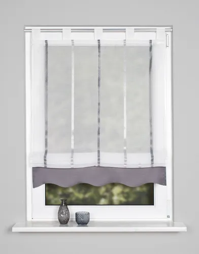 HOME WOHNIDEEN Raffrollo KATHY, freihängend grau 140 cm x 140 cm - Rollos mit verstellbaren Schlaufen, lichtdurchlässig und pflegeleicht aus 100% Polyester, ideal für individuelle Raumgestaltung.